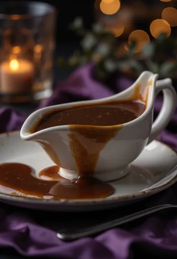 Salsa de cerveza oscura servida con carnes