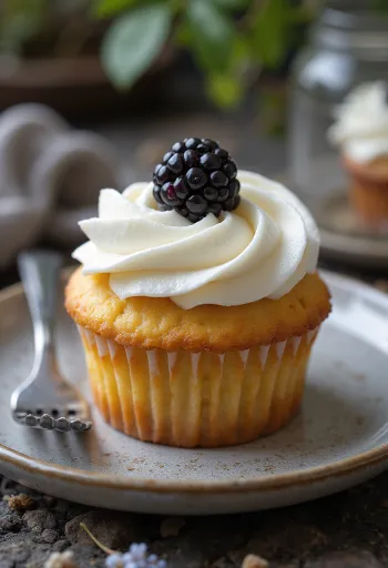 Cupcakes de zarzamora servidos