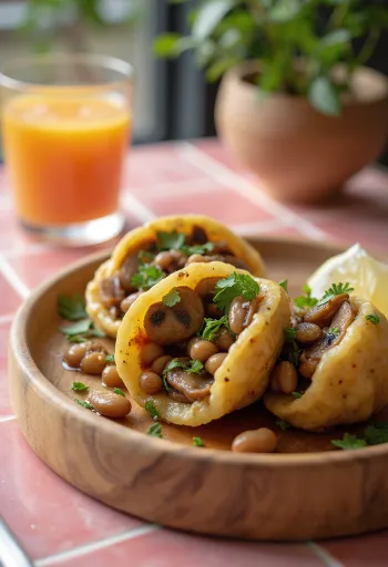 Acarajé con champiñones en masa frita dorada