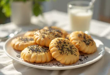 Anarsa con semillas de amapola, galletas doradas servidas