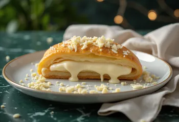 Strudel de chocolate blanco recién horneado
