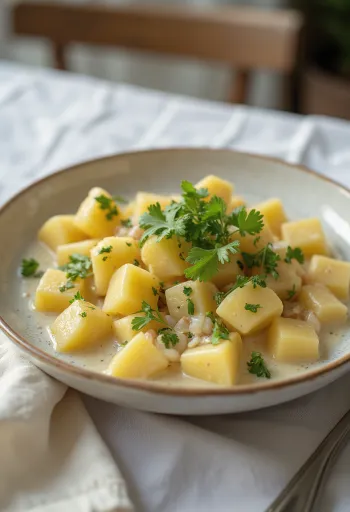 Papas chorreadas con cilantro, deliciosas papas cremosas decoradas con cilantro
