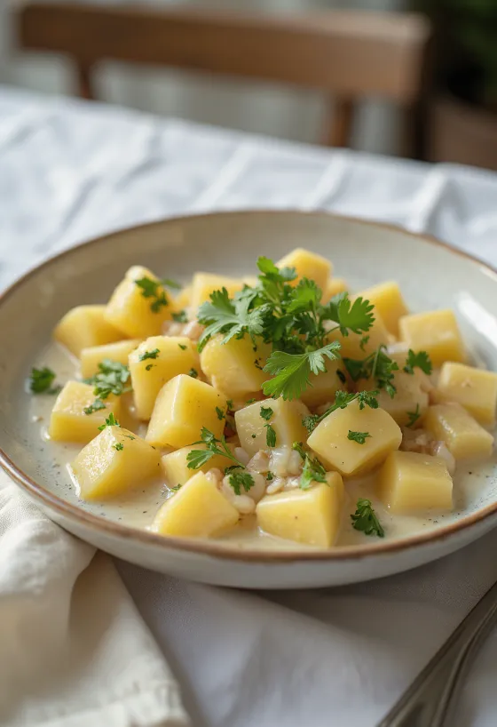 Papas chorreadas con cilantro, deliciosas papas cremosas decoradas con cilantro