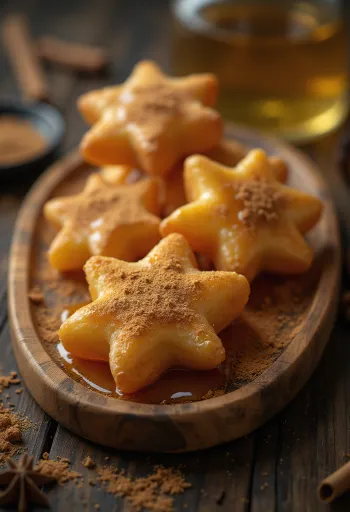 Tulumba con miel, dulce crujiente espolvoreado con canela y miel