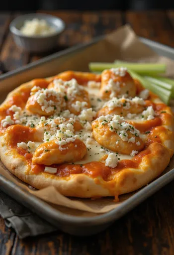 Pizza Buffalo chicken con pollo picante y queso azul