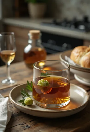 Licor de nuez servido en botella