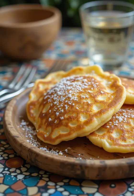 Pancakes de coco servidos