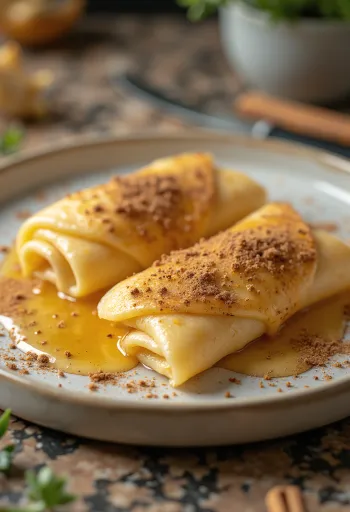 Crepas de miel y canela servidas