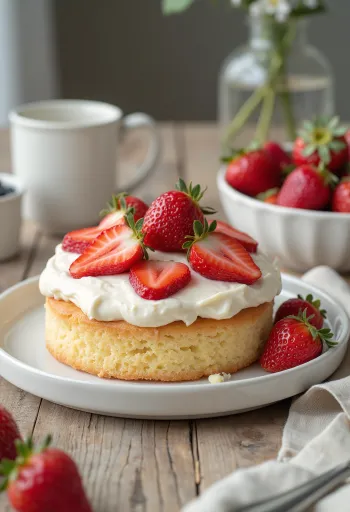 Pastel de fresas con mascarpone en presentación elegante