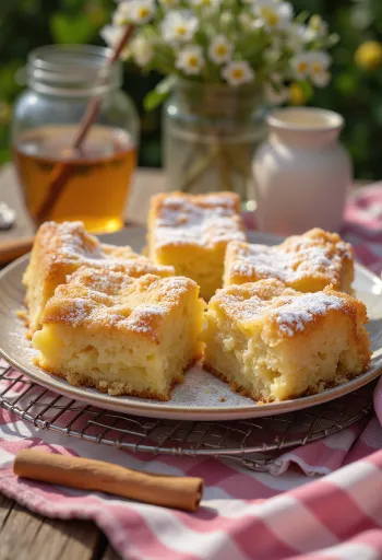 Panqué de miel y canela servido