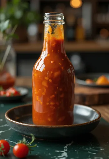 Salsa BBQ picante de naranja servida