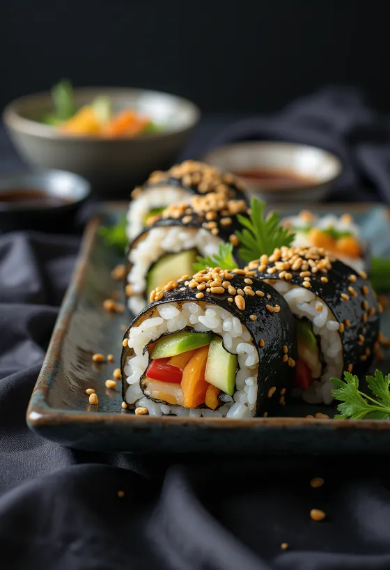 Nude gimbap con aguacate, zanahoria y pepino