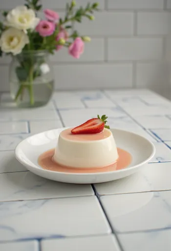 Panna cotta de Prosecco servida
