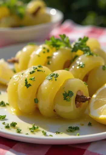 Hojas de parra rellenas con cordero, platillo mediterráneo servido con yogur y limón