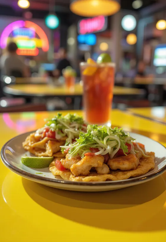 Tostada al limón, servida con pollo y cilantro fresco