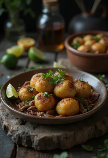 Acarajé con carne seca en masa frita dorada