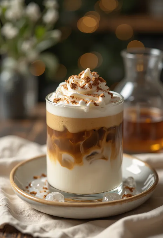 Café helado casero servido en vaso alto