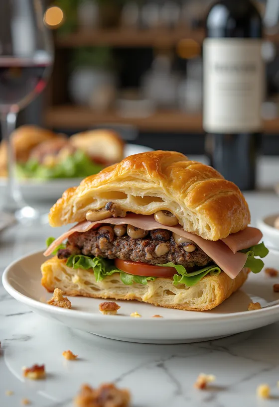 Hamburguesa Wellington con hojaldre crujiente y carne de res jugosa