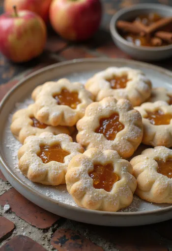 Linzer de manzana y canela servido