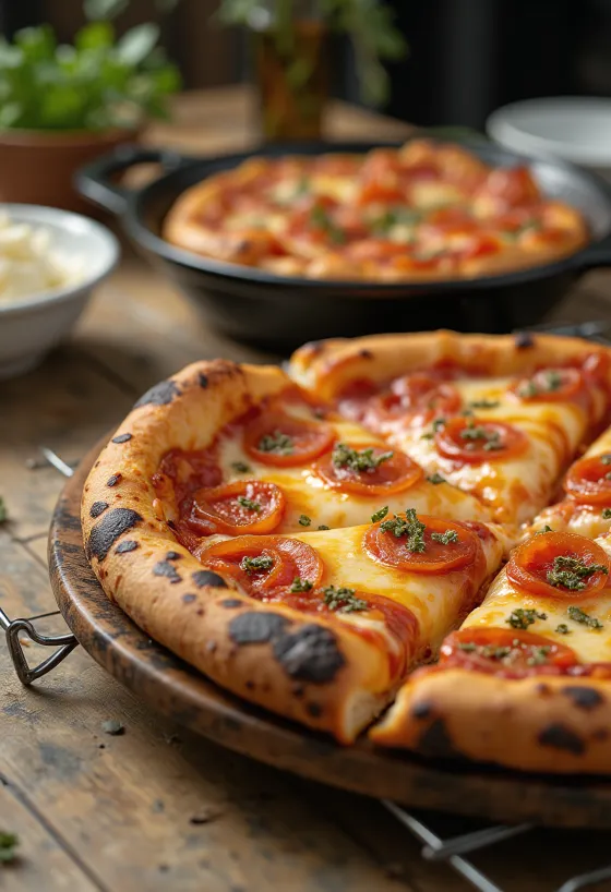 Pizza estilo Detroit cuadrada, gruesa y crujiente