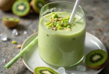 Kéfir probiótico de kiwi y menta con hielos