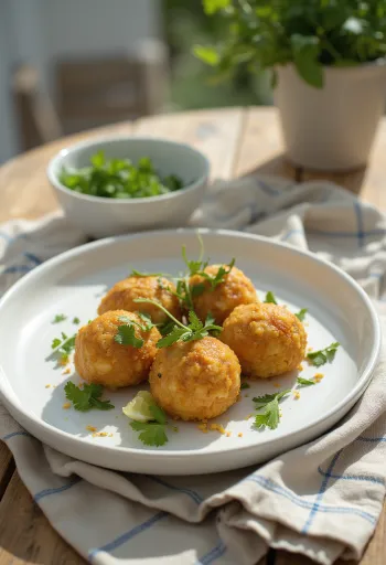 Acarajé con ensalada de tomate verde, comida brasileña crujiente
