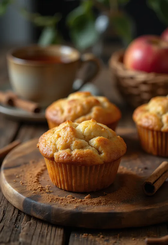 Muffins de manzana y canela servidos