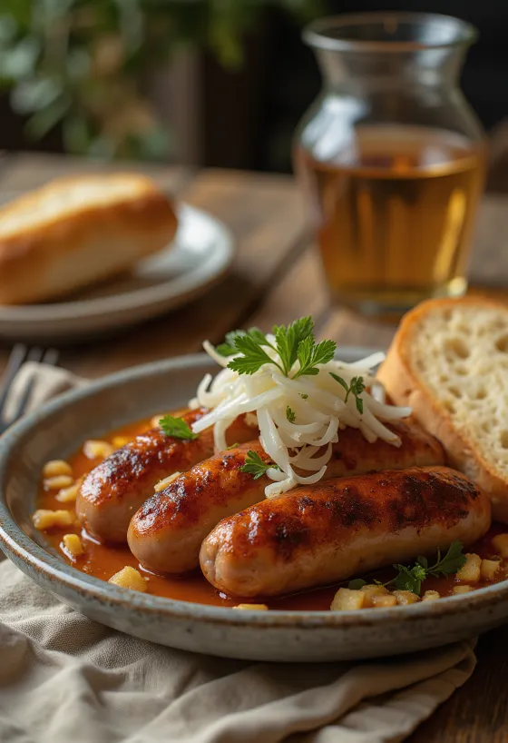 Cevapi con páprika, recién asado y de un hermoso color dorado, servido en pan pita