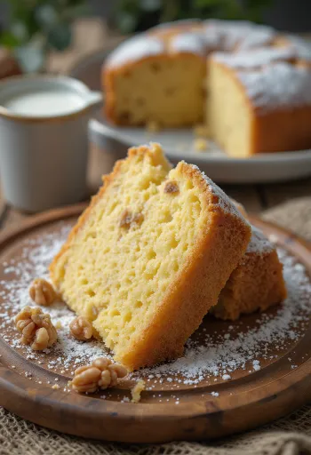 Pastel de nuez servido en un plato