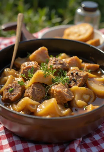 Karjalanpaisti servido con papas hervidas