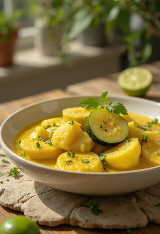 Khar con calabacita servido con cilantro fresco