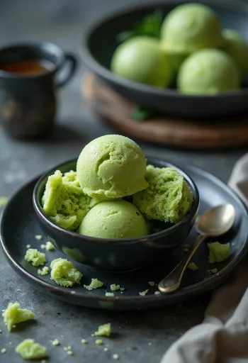 Sorbete de té verde casero postre refrescante