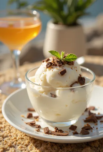 Parfait de licor de coco servido
