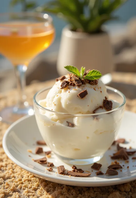 Parfait de licor de coco servido