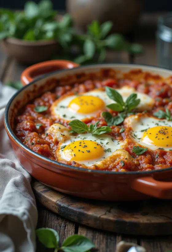 Parmigiana clásica de berenjena, platillo italiano gratinado con salsa de tomate y queso asado