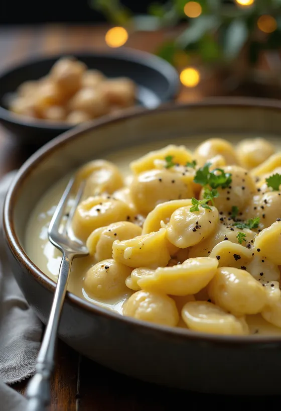 Gnocchi cremoso de queso servido