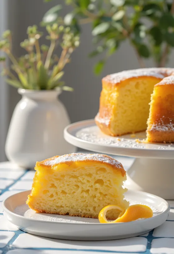 Pastel de naranja servido