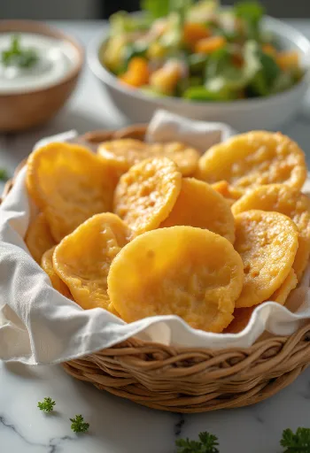 Crujientes galletas de queso recién horneadas, con capa de queso dorado.