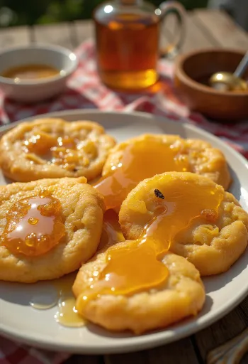 Sopaipilla chilena dulce, bañada con miel y espolvoreada con canela