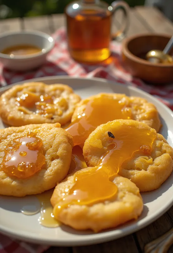Sopaipilla chilena dulce, bañada con miel y espolvoreada con canela
