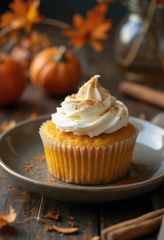 Cupcakes de calabaza con frosting de mascarpone y canela