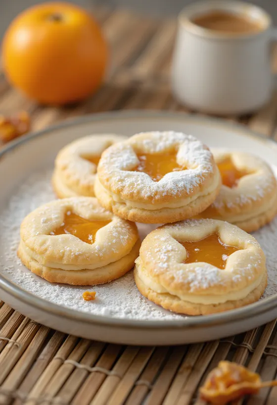 Linzer de manzana y naranja servido