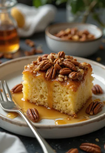 Pastel de nuez pecana servido