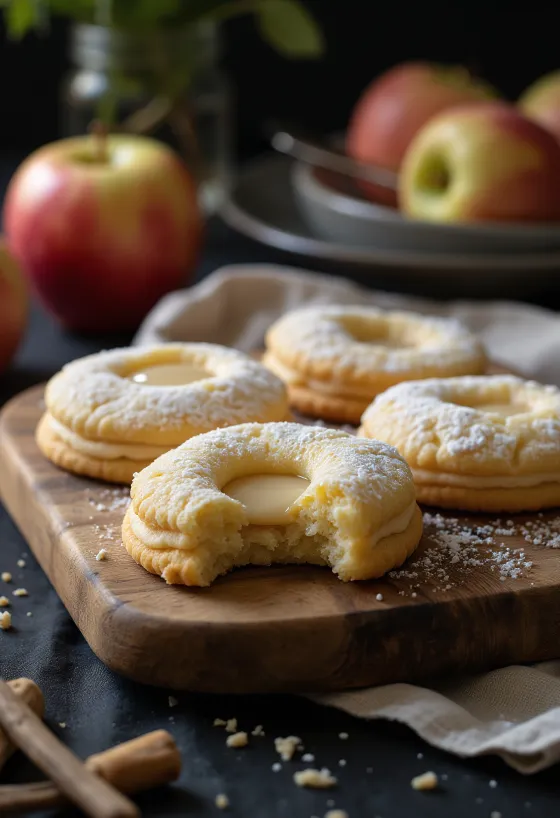 Linzer de manzana y vainilla servido