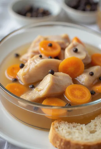 Escabeche servido con verduras frescas y pan