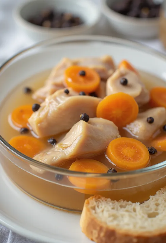 Escabeche servido con verduras frescas y pan