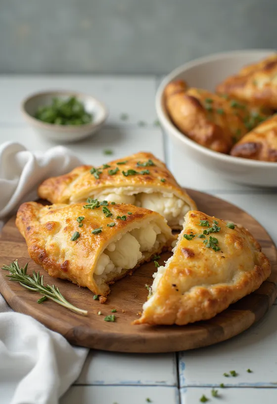 Calzone de coliflor recién horneado
