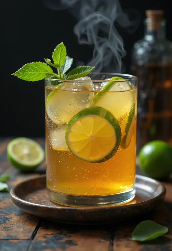 Sidra de lima servida en vaso