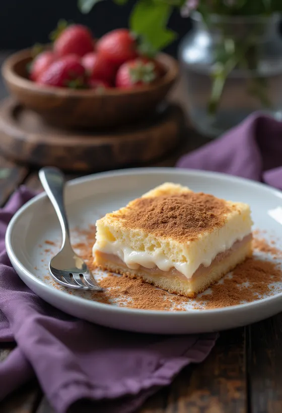 Pastel de Tres Leches con canela, rebanadas de pastel cremoso con canela servidas