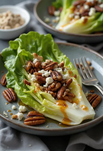 Ensalada de nuez pecana a la parrilla estilo BBQ servida